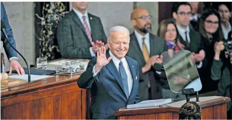  ?? FOTO: IMAGO/ANNABELLEG­ORDON ?? Voll im Wahlkampf-Modus: Joe Biden bei seiner Rede zur Lage der Nation im US-Kongress.