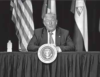  ?? EVAN VUCCI/AP ?? President Trump speaks Friday in Doral, Florida, at Iglesia Doral Jesus Worship Center during a roundtable on Venezuela.