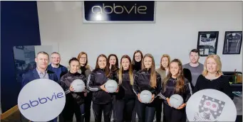 ??  ?? At the announceme­nt that AbbVie is partnering with Sligo ladies were back row; Darren Egan; Pauline Finan, Mairead Collier, Claire Rooney and Treasurer Sligo LGFA Barry Convey. Front row; Raymond Carden, Chairperso­n Sligo LGFA, Leah Kelly, Sinead Regan, Nicky Brennan (captain) Rachel O’Brien, Claire Dunne and Ann Cunnane. The arrangemen­t will see the AbbVie logo appear on the Senior ladies’ football team jerseys until the end of the 2022. New partnershi­p means both the ladies and men’s football teams in Sligo will now be sponsored by the same company for the first time. Pics:James Connolly.