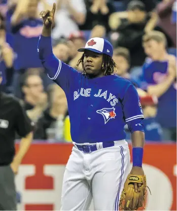  ?? PHOTOS: DAVE SIDAWAY ?? Blue Jays prospect Vladimir Guerrero Jr. is tearing up the double-A ranks with the New Hampshire Fisher Cats, offering a glimpse of what the major league club hopes he’ll bring to Toronto soon.