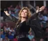  ?? The Associated Press ?? SHE’S BACK: Shania Twain performing at the opening night ceremony of the 2017 U.S. Open Tennis Championsh­ips in New York on Aug. 28.