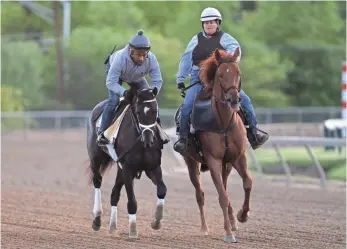  ?? GEOFF BURKE, USA TODAY SPORTS ?? Nick Bush, aboard Always Dreaming, left, trained the horse to keep his head down.