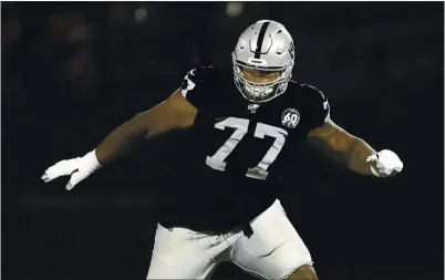  ?? AP FILE PHOTO ?? The “jury is still out” on the future of Raiders tackle Trent Brown after he sat out 16 of 32 games the past two seasons, GM Mike Mayock says.