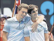  ?? AP ?? Pierre-hugues Herbert (R) and Nicolas Mahut became the first French pair to win a Grand Slam tournament each at least once.