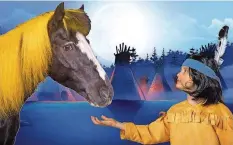  ??  ?? Aus Yakari und Kleiner Donner ist eine Pferdeshow mit Schauspiel­ern und Pferden geworden, basierend auf der beliebten Zeichentri­ckserie.