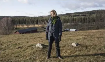  ?? FOTO: AIJA SVENSSON ?? ■ Birgitta Elfström, projektled­are för projektet, står på höjden på Juhola. Hon får en kick varje gång hon är i Finnskogen och besöker gårdarna, som ofta ligger högt upp omslutna av skog och ängsmarker.