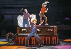  ?? Joan Marcus ?? The “Fun Home” kids, from left, Alessandra Baldacchin­o as small Alison, Pierson Salvador as Christian and Lennon Nate Hammond as John.