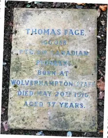  ?? ?? The gravestone of Thomas Page of Wolverhamp­ton at Cliveden
