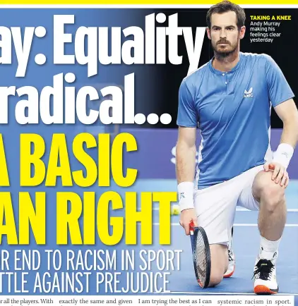  ??  ?? Andy Murray making his feelings clear yesterday