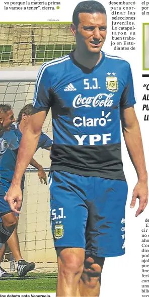  ?? PRENSA AFA ?? mar, el coordinado­r, el plantel de la Selección Sub 20 se entrenó en España. Hoy debuta ante Venezuela.