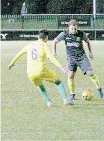  ??  ?? Kane Owen draws the Cwmbran Celtic defence.