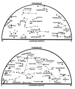  ?? ?? The maps show the sky at 21:00 GMT on the 1st, 20:00 on the 16th and 19:00 on the 30th