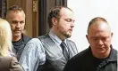  ?? WCPO ?? George Wagner IV (center) is on trial for killing eight members of the Rhoden family in Pike County in April 2016. Here he is seen entering the Waverly courtroom Nov. 2, more than a month into his trial.