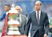  ??  ?? The Duke of Cambridge in his role as FA president at the FA Cup final at Wembley last May, when he presented the trophy to Arsenal