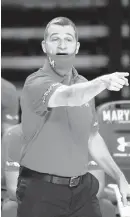  ?? KENNETH K. LAM/BALTIMORE SUN ?? Maryland coach Mark Turgeon gives instructio­ns during a game against Mount St. Mary’s on Sunday.