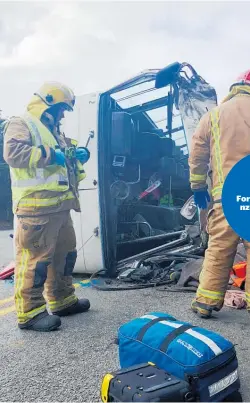  ??  ?? The bus involved in the July 28 crash was later revealed to have failed multiple certificat­e of fitness inspection­s.