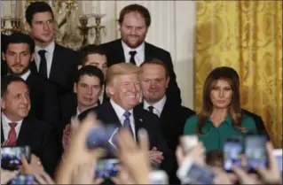  ?? PABLO MARTINEZ MONSIVAIS, THE ASSOCIATED PRESS ?? U.S. President Donald Trump and first lady Melania Trump visited with the Stanley Cup champion Pittsburgh Penguins at the White House on Tuesday.
