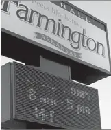  ?? ENTERPRISE-LEADER ?? The western side of Farmington’s City Hall sign has been defective for about two years. The digital sign will be replaced with a new message board.