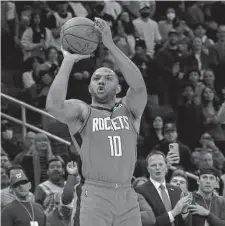  ?? Photos by Yi-Chin Lee/Staff photograph­er ?? The Rockets value Eric Gordon’s work ethic and influence on their young core, but as Houston’s rebuild continues, the veteran says he’s unsure what’s next for him: “We’ll see what happens.”