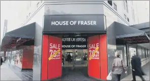  ??  ?? House of Fraser saw sales drop over the crucial six weeks to December 23.