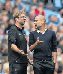  ?? Picture: :ROBBIE JAY BARRATT/ AMA/GETTY IMAGES ?? TIGHT ONE: Liverpool manager, Jürgen Klopp, left, and Manchester City’s Pep Guardiola will be willing on their teams at Etihad tomorrow.