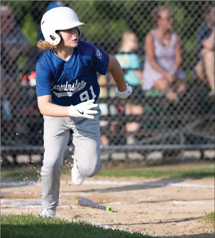  ?? SENTINEL & > ENTERPRISE / GARY FOURNIER ?? Leominster’s Adam Rendon hustles on a double during Wednesday’s game against Fitchburg.