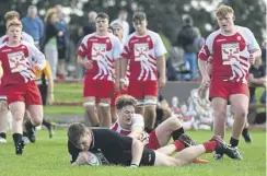  ?? ?? Ollie Blyth-lafferty scores a try during a FOSROC Academy fixture