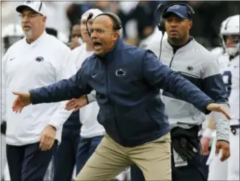  ?? JAY LAPRETE — THE ASSOCIATED PRESS ?? Penn State head coach James Franklin shouts to his team during last weekend’s game against Ohio State. The No. 7-ranked Nittany Lions face No. 24 Michigan State on Saturday.