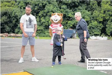  ??  ?? Waiting his turn Accies’captain Dougie Imrie patiently waits for a shot