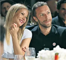  ??  ?? Breaking up, not down: Katherine Woodward Thomas, top, says she will be ‘forever grateful’ to Gwyneth Paltrow and Chris Martin, pictured above a few months before their separation, for drawing global attention to the concept of conscious uncoupling