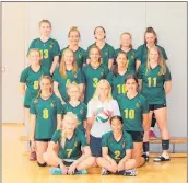  ??  ?? The junior girls A and B volleyball players from left (back) Sara Campbell, Amy Rochat, Abby Corbett, Jade Nelson, Monique Brooks. Third row: Eva Freeman, Caitlin Meade, Kate Harvey, La Toya Ma, Sydnee Shanley. Middle: Maia Harvey, Katie Williams, Lucy Turner, Jess Harray. Front: Chantelle Wenzlick, Lei-Lani Ormsby. Absent Mia Giacon and Afuhia Uilou.