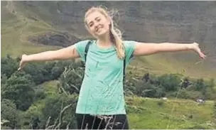  ??  ?? Chloe Levett-Smith, 23, will walk through Italy, Switzerlan­d and France when she treks in the Alps this September to raise money for the Christie in Macclesfie­ld.