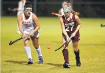  ??  ?? Poquoson's Samantha Grimes (21), shown here against Tabb in a game Oct. 23, scored both goals as the Islanders beat Tabb again Friday in Northern Virginia in a Class 3 state semifinal.