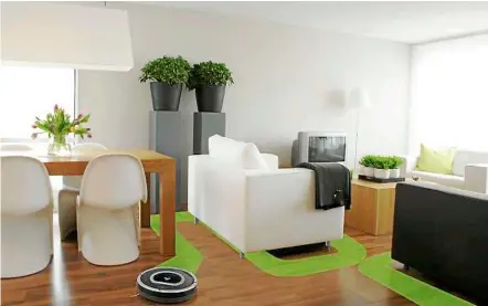  ??  ?? While it automatica­lly navigates around your whole house, around and under the furniture, the iRobot cleans up to 99% of your floor.