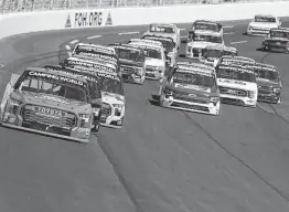  ?? Mike Mulholland / Getty Images ?? Qualifying for NASCAR’s Cup race Sunday was called off to give drivers more practice time to get acclimated to the new changes at Atlanta Motor Speedway.