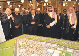  ??  ?? Mr El Sisi and Prince Mohammed visit Al Azhar mosque in Cairo yesterday