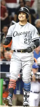  ?? | AP ?? White Sox outfielder Avisail Garcia, who went 0- for- 2, heads to the dugout after striking out in the ninth inning against Dodgers reliever Kenley Jansen.