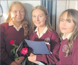  ?? ?? Aoife Coffey, Kate Maher and Ella Rose Whelan, three of the Leaving Cert students who have recently graduated.
