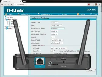  ??  ?? Access Point und seine Konfigurat­ionsoberfl­äche: Ethernet-kabel in die Buchse und in der Konfigurat­ion ein neues WLAN anlegen – schon funkt das Gerät an gewünschte­r Stelle.