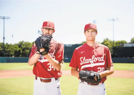  ?? Michael Short / Special to The Chronicle 2018 ?? Brothers Tristan Beck (left), who’s now in the Giants’ organizati­on, and Brendan Beck were teammates at Stanford in 2018.