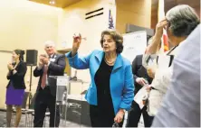  ?? Eric Risberg / Associated Press ?? Sen. Dianne Feinstein voices objections to Republican­s’ health care legislatio­n at UCSF Benioff Children’s Hospital in S.F.