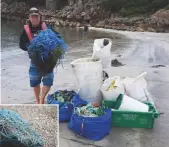  ??  ?? Plastic and discarded fishing gear is blighting our coastline