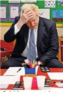  ?? ?? > Boris Johnson appears to be struggling with a painting assignment at a school in his west London constituen­cy yesterday