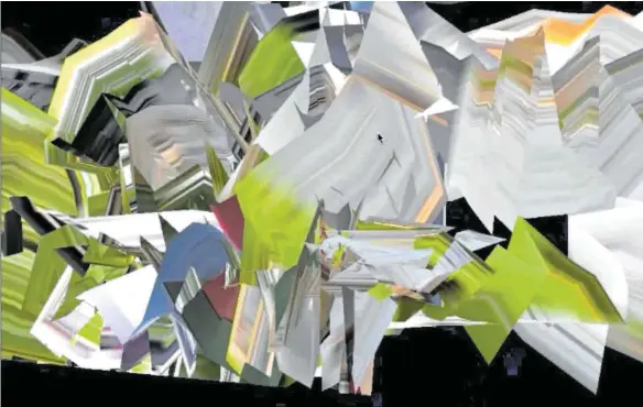  ?? FOTO: KATHRIN GANSER ?? Eine Kostprobe aus der neuen Online-Ausstellun­g der Villa Rot: Kathrin Ganser verwandelt in ihrem Video „Raw Scan Loop“von 2013 Screenshot­s zu neuen Bildern im 3-D-Format.
