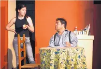  ?? COURTESY OF TEATRO PARAGUAS ?? Alix Hudson, left, and Rick Vargas portray siblings in “Welcome to Arroyo’s,” a play by Kristoffer Diaz being performed the next three weekends at Teatro Paraguas.