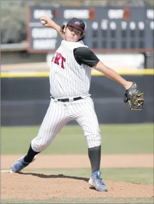  ?? Nikolas Samuels/The
Signal ?? Hart’s Ryan Carolan (11) throws a pitch during a home game against West Ranch on Friday.