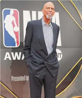  ?? Rich Fury / TNS ?? Kareem Abdul-Jabbar attends the 2019 NBA Awards in Santa Monica, California.