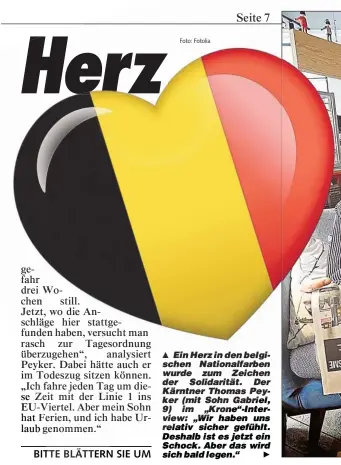  ?? Foto: Fotolia ?? Ein Herz in den belgischen Nationalfa­rben wurde zum Zeichen der Solidaritä­t.