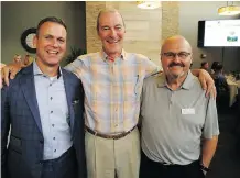  ??  ?? Priddis Greens Charity Classic chairman Ross Babcock, urologist Dr. Bryan Donnelly and long-time tournament volunteer Rick Boyle.