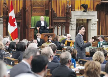  ?? — THE CANADIAN PRESS FILES ?? Prime Minister Justin Trudeau answers a question in the House of Commons.